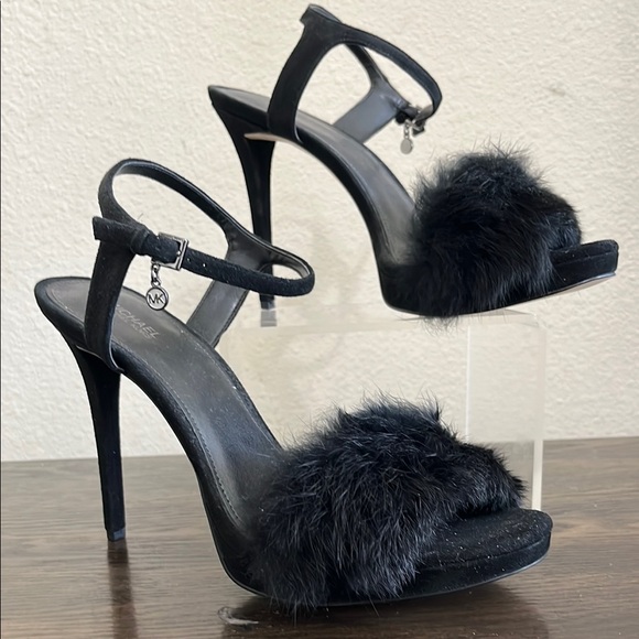 Michael Kors Black Heels with Stiletto Heel and Fur Detail Never Worn - Picture 1 of 10
